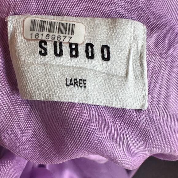 Suboo Purple One Shoulder Slip Maxi Dress LARGE Cocktail Designer Ruched $249 - Picture 10 of 10